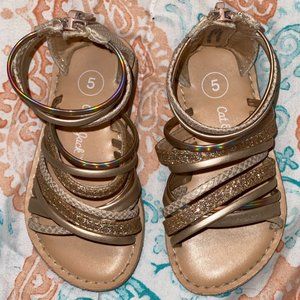 Toddler Girl Shoes Size 5 Strap Sandals Gold